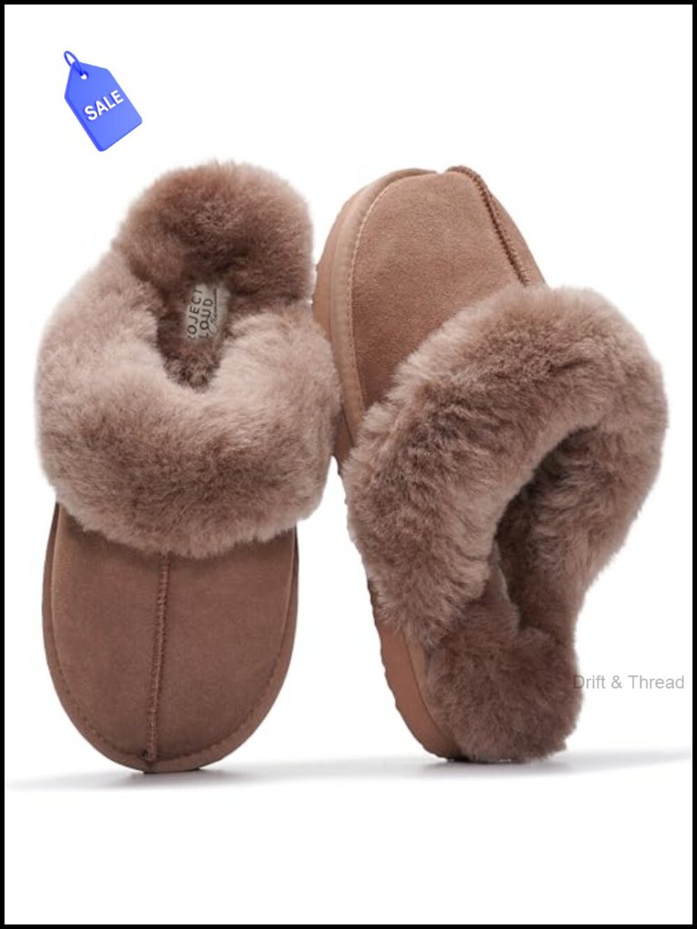 Genuine Leather Fur-Lined Womens Clog Slippers Memory Foam Mules